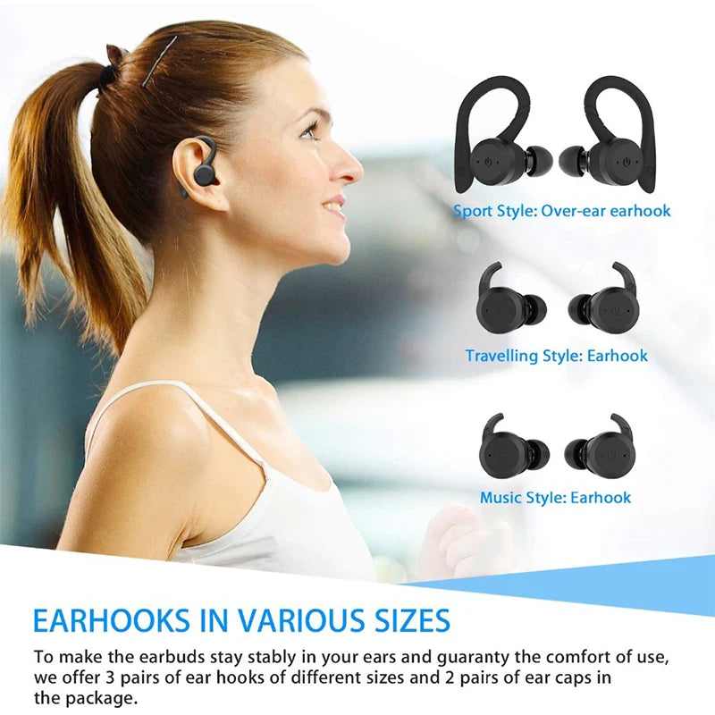 🎧 TWS Sport Bluetooth Earbuds – IPX7 Waterproof, 20H Playtime, Stereo Wireless Headset