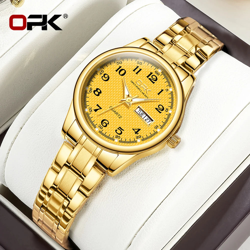 "OPK 8110 Luxury Women's Watch: Waterproof Classic Quartz with Stainless Steel Strap"