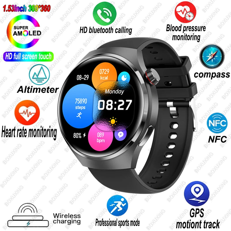 🔥 Watch 4 Pro Smartwatch 2025 – Bluetooth Calling, GPS, NFC, Heart Rate Monitor, 100+ Sports Modes, Waterproof for Men & Women