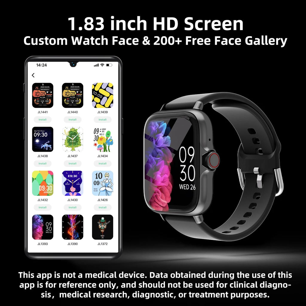 ⌚ Smart Watch 1.83” Waterproof – Answer Calls, Message Notifications, Sleep Tracking & Fitness Pedometer for iOS & Android
