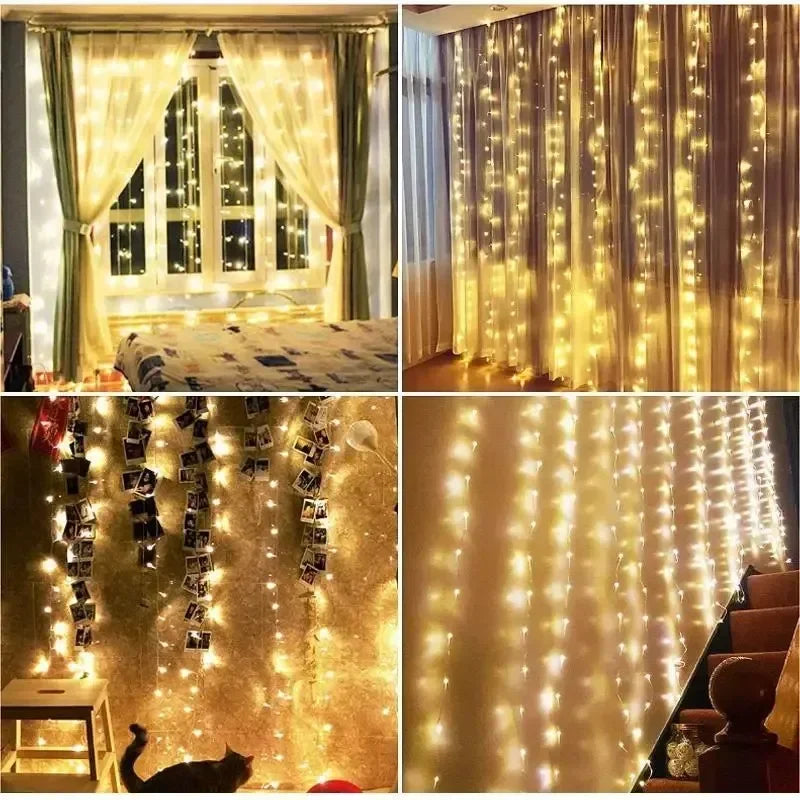USB Curtain Fairy Lights with Remote – 3M / 6M LED Window Garland, Christmas & New Year Party Decoration