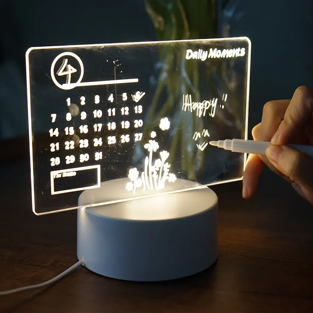 LED Drawing Board – Acrylic Message Board with Pen, Erasable Night Light