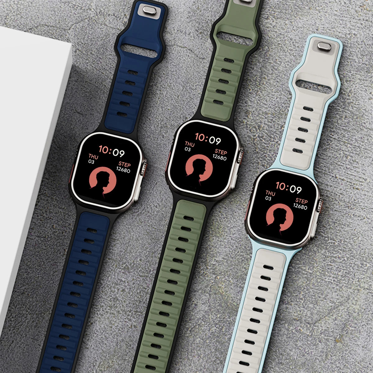 ⌚ Silicone Sport Band for Apple Watch – Compatible with Series 1–10, Ultra (49mm–40mm) Comfortable Strap for Men & Women