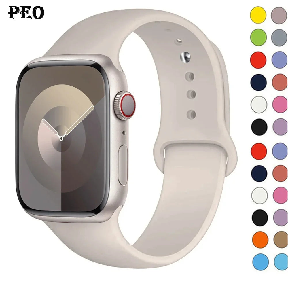 Apple Watch Silicone Sport Band – All Sizes Compatible (38–49mm)