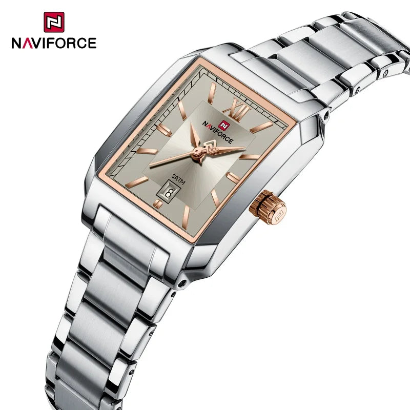 NAVIFORCE Classic Women's Watch: Elegant Stainless Steel Strap with Date Display"