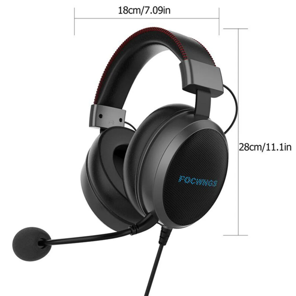 RGB LED Gaming Headset – Over-Ear, HD Mic, Deep Bass, USB + 3.5mm for PC & PlayStation