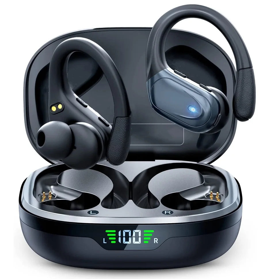 🎧 Bluetooth 5.3 Sport Earbuds – True Wireless, Earhooks, Mic & Waterproof