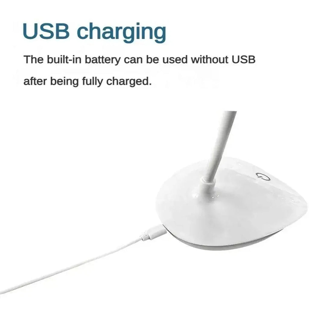 Portable LED Desk Lamp with USB Charging – Touch Control Dimming, Eye-Care Light for Reading, Study, Room & Office