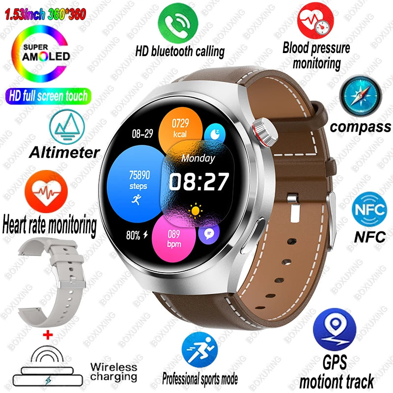 🔥 Watch 4 Pro Smartwatch 2025 – Bluetooth Calling, GPS, NFC, Heart Rate Monitor, 100+ Sports Modes, Waterproof for Men & Women