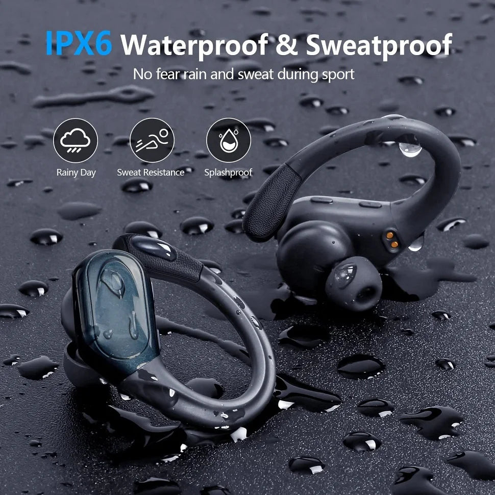 🎧 Bluetooth 5.3 Sport Earbuds – True Wireless, Earhooks, Mic & Waterproof