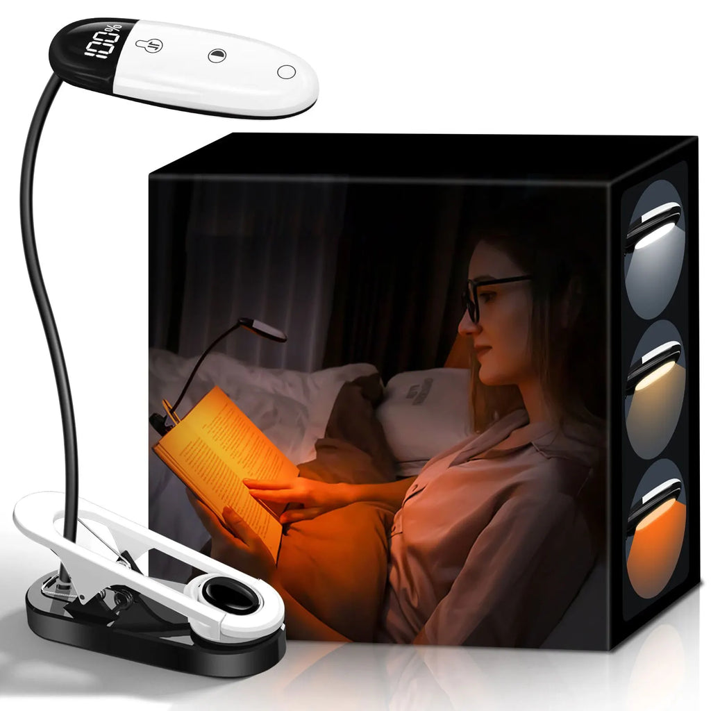 Mini LED Reading Light – Clip, Rechargeable, 3 Colors & 5 Brightness Levels