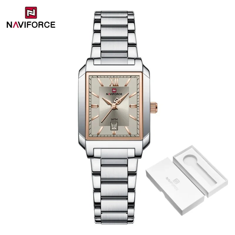 NAVIFORCE Classic Women's Watch: Elegant Stainless Steel Strap with Date Display"