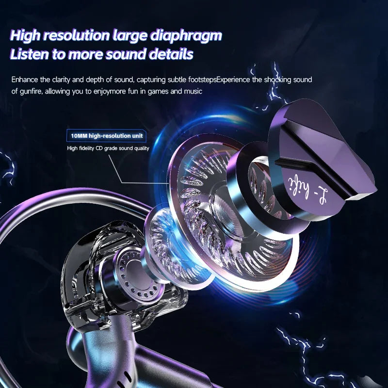 🎧 Gaming Earbuds – Dual Mic, HiFi Stereo, Type-C & 3.5mm In-Ear Headset