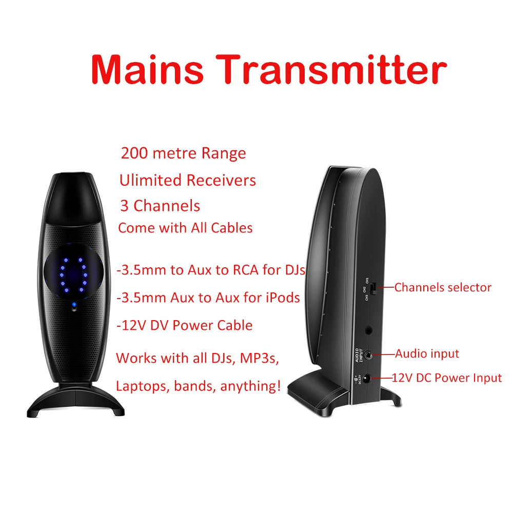 🎧 Silent Disco Wireless Headphones – RF System with Transmitter & Charger, Wholesale & Retail Support