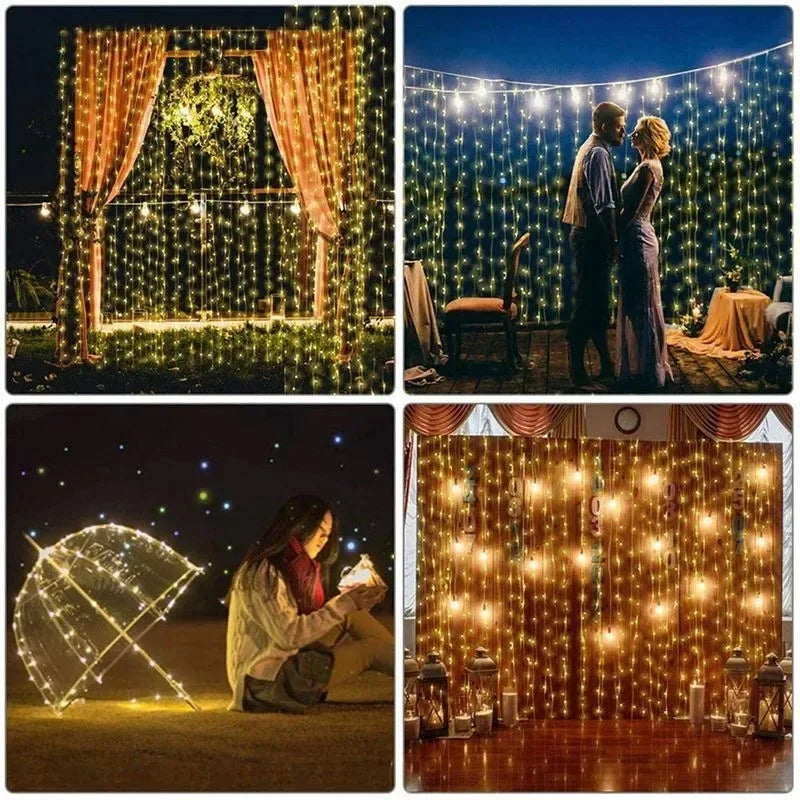 USB Curtain Fairy Lights with Remote – 3M / 6M LED Window Garland, Christmas & New Year Party Decoration