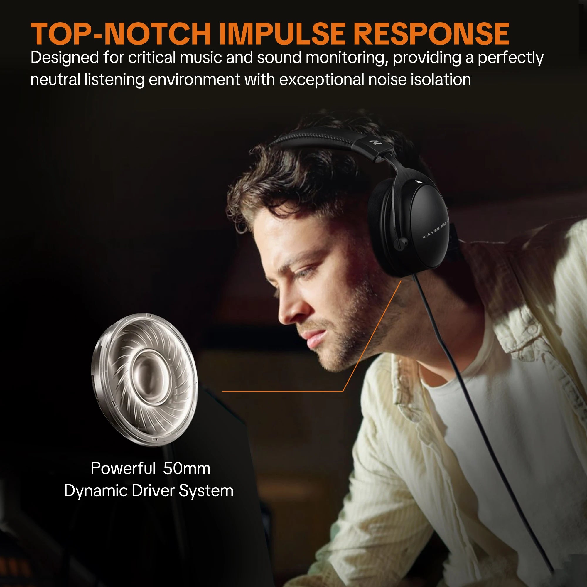 TALOMEN W550X Professional Studio Headphones – Over-Ear DJ Monitor Stereo Headphones with Detachable Cable