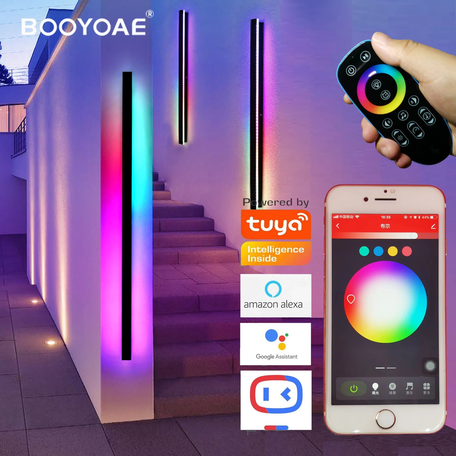 "Tuya Smart RGB Wall Light: Outdoor Waterproof Party & Porch Ambient Lamp with Remote Control"