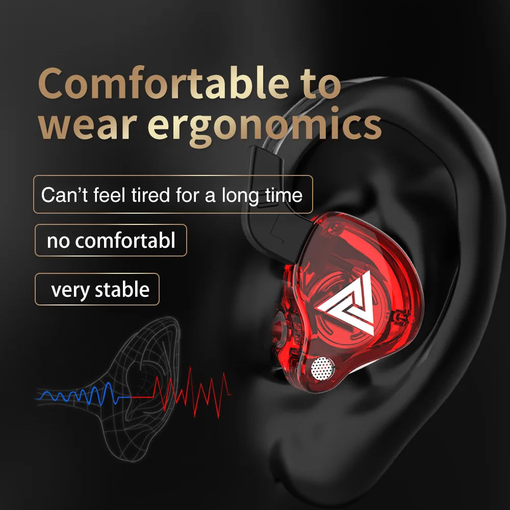 QKZ AK6 HiFi Wired Earphones – Bass Stereo, Noise Reduction, In-Ear with Mic