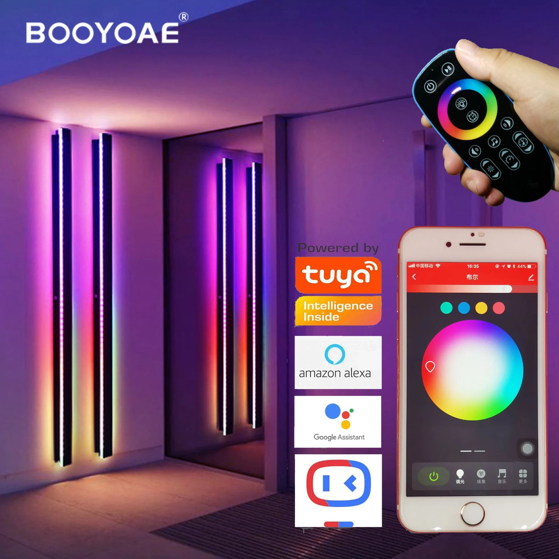 "Tuya Smart RGB Wall Light: Outdoor Waterproof Party & Porch Ambient Lamp with Remote Control"