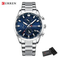 ⌚ CURREN Quartz Chronograph Watch for Men – Sport Design, Stainless Steel Bracelet & Multifunction Dial