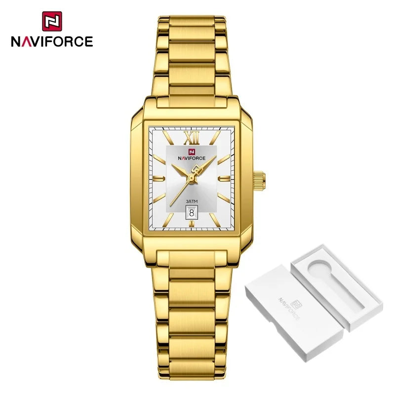 NAVIFORCE Classic Women's Watch: Elegant Stainless Steel Strap with Date Display"