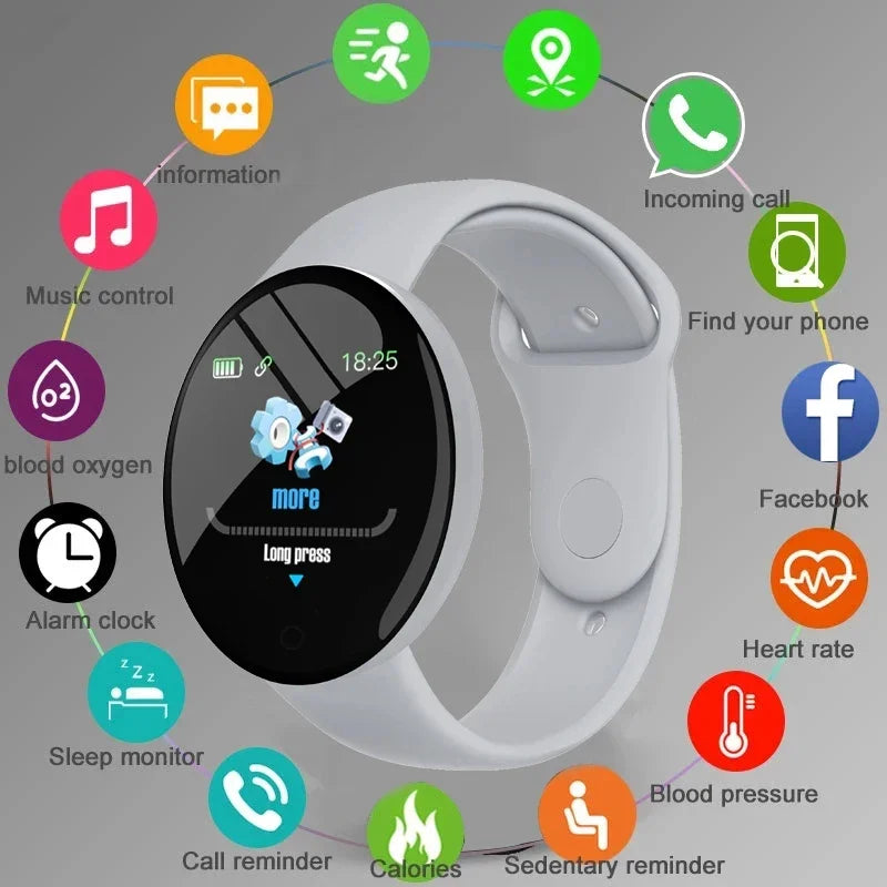 ⌚ D18 Smartwatch 2026 – Circular Color Screen, Multi-Sport Modes, Call & Message Alerts, Music & Camera Control Smart Bracelet