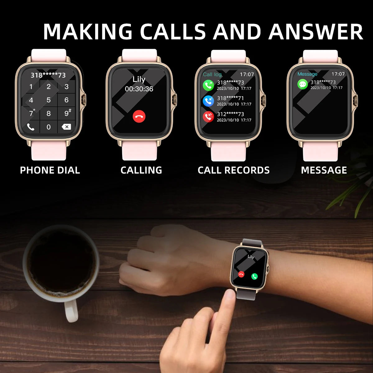 ⌚ Smart Watch 1.83” Waterproof – Answer Calls, Message Notifications, Sleep Tracking & Fitness Pedometer for iOS & Android