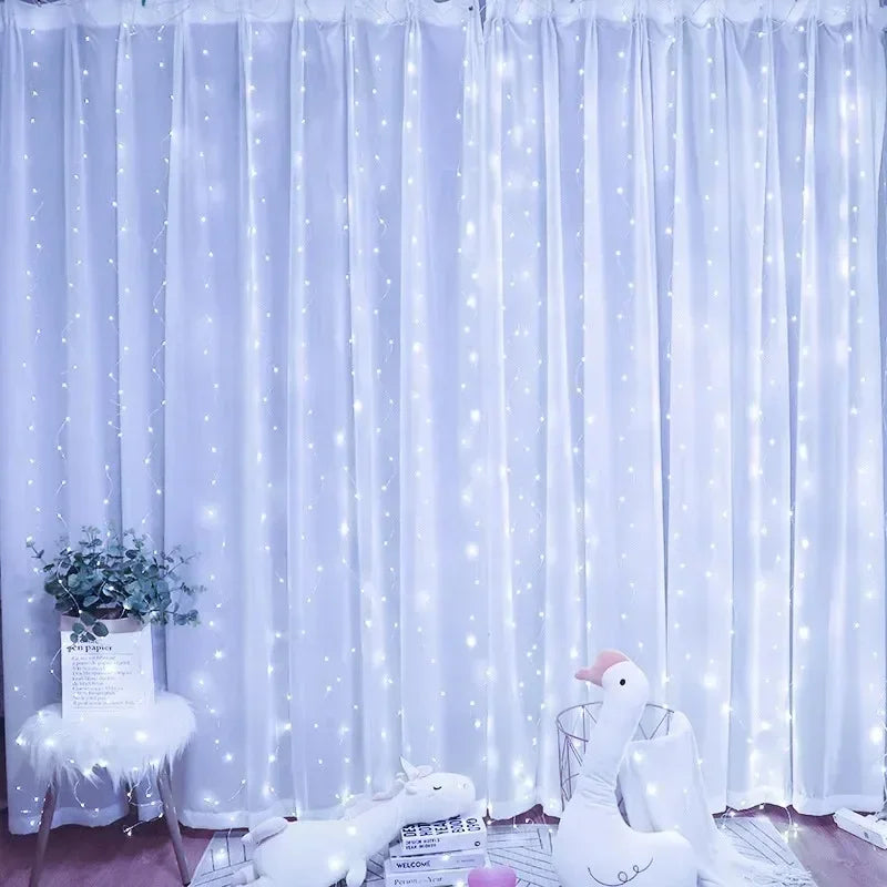USB Curtain Fairy Lights with Remote – 3M / 6M LED Window Garland, Christmas & New Year Party Decoration