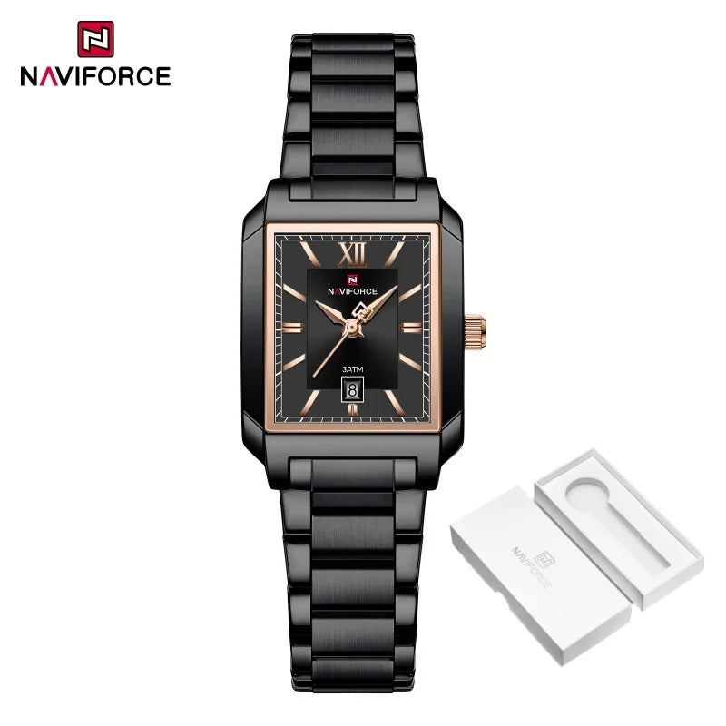 NAVIFORCE Classic Women's Watch: Elegant Stainless Steel Strap with Date Display"