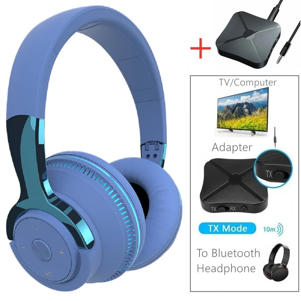 🎧 TV Bluetooth Headphones – Wireless Stereo, Noise Cancelling, Foldable with Mic & USB Adapter
