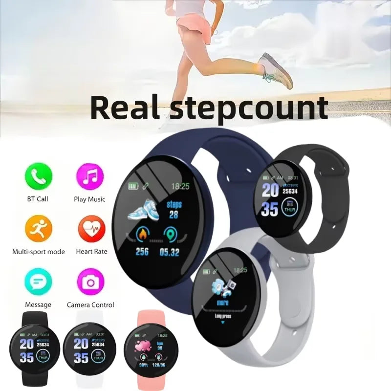 ⌚ D18 Smartwatch 2026 – Circular Color Screen, Multi-Sport Modes, Call & Message Alerts, Music & Camera Control Smart Bracelet