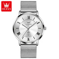 OLEVS Men Quartz Watch – Ultra-Thin, Stainless Steel, Waterproof with Calendar