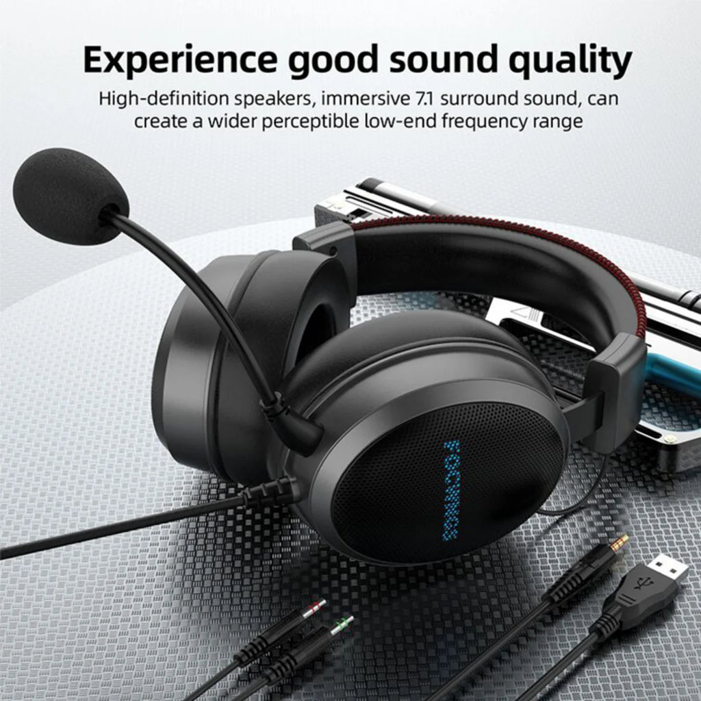 RGB LED Gaming Headset – Over-Ear, HD Mic, Deep Bass, USB + 3.5mm for PC & PlayStation