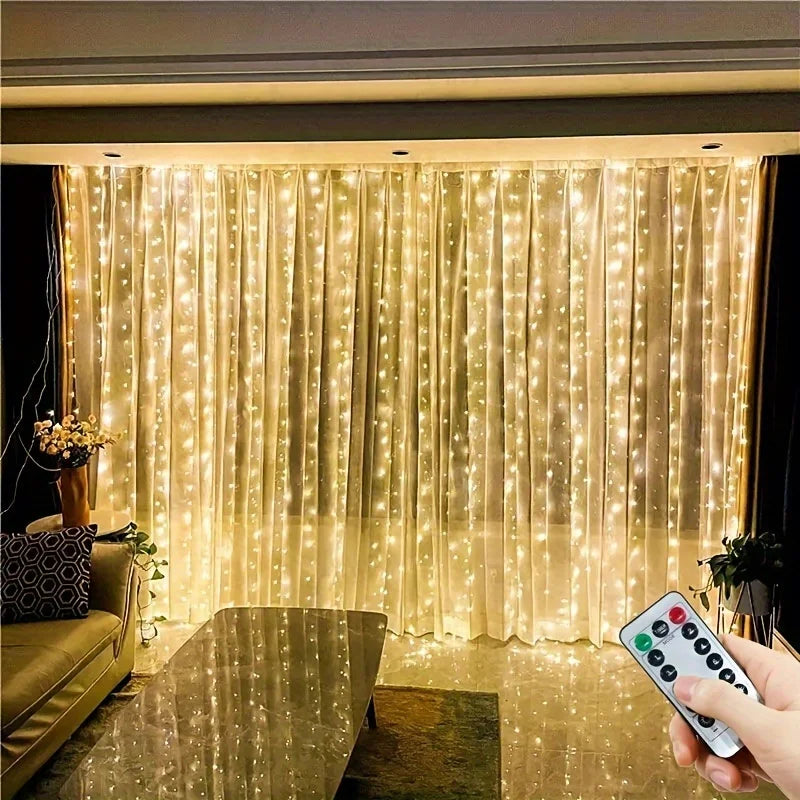 USB Curtain Fairy Lights with Remote – 3M / 6M LED Window Garland, Christmas & New Year Party Decoration