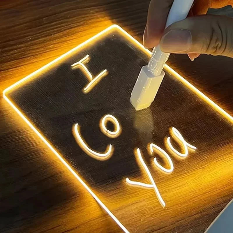 LED Drawing Board – Acrylic Message Board with Pen, Erasable Night Light