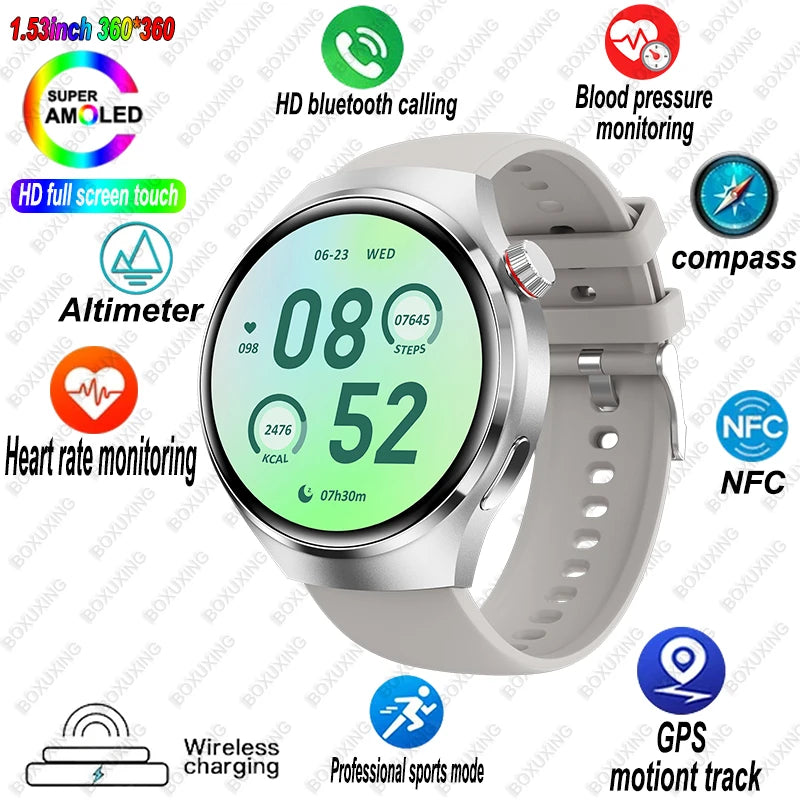 🔥 Watch 4 Pro Smartwatch 2025 – Bluetooth Calling, GPS, NFC, Heart Rate Monitor, 100+ Sports Modes, Waterproof for Men & Women