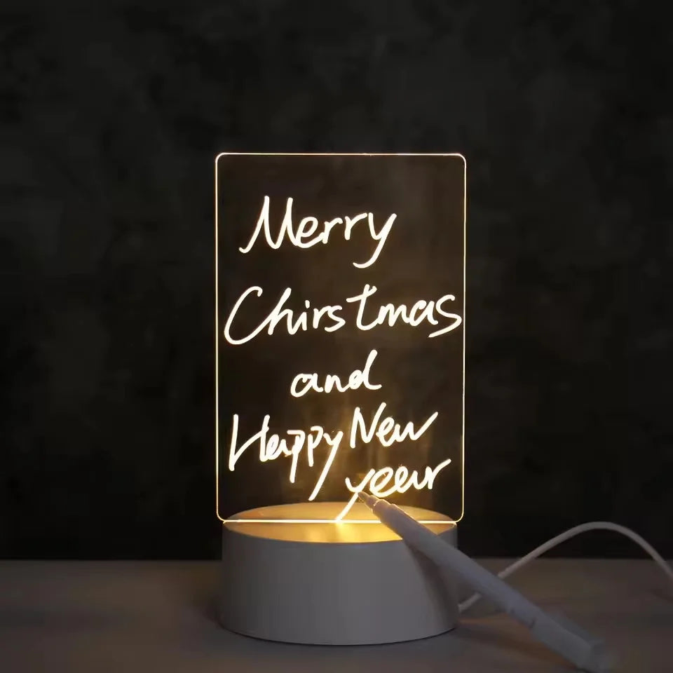 LED Drawing Board – Acrylic Message Board with Pen, Erasable Night Light