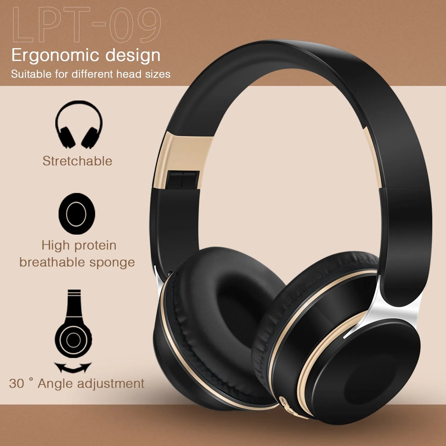 🎧 Wireless Bluetooth Headphones 2026 – Stereo Headband, SD Card Support & Mic for iOS/Android Devices