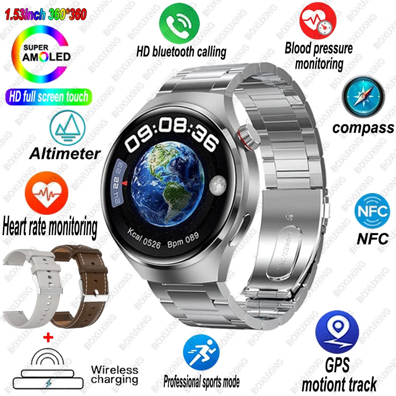 🔥 Watch 4 Pro Smartwatch 2025 – Bluetooth Calling, GPS, NFC, Heart Rate Monitor, 100+ Sports Modes, Waterproof for Men & Women