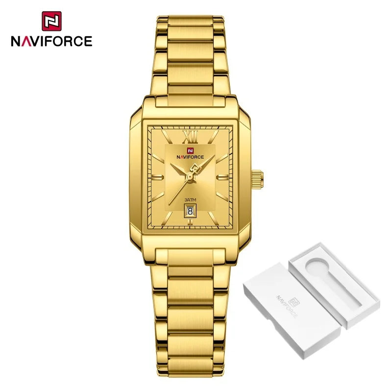 NAVIFORCE Classic Women's Watch: Elegant Stainless Steel Strap with Date Display"