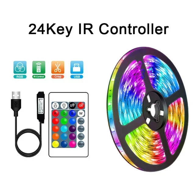 USB RGB LED Strip Lights 5050 – App & Remote Control, Color Changing Flexible Tape for Room & TV Backlight