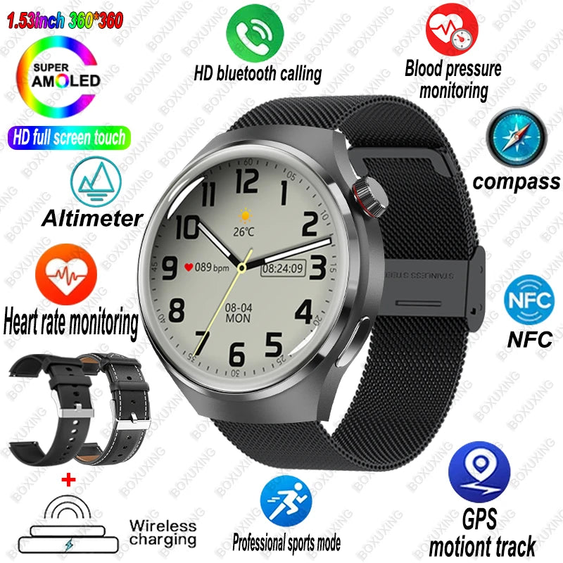 🔥 Watch 4 Pro Smartwatch 2025 – Bluetooth Calling, GPS, NFC, Heart Rate Monitor, 100+ Sports Modes, Waterproof for Men & Women