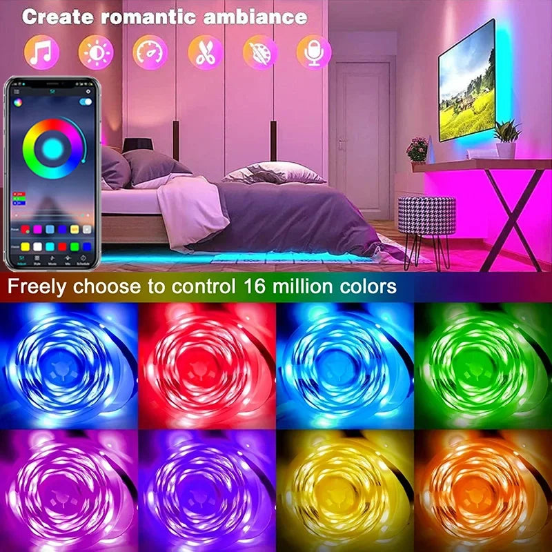 USB RGB LED Strip Lights 5050 – App & Remote Control, Color Changing Flexible Tape for Room & TV Backlight