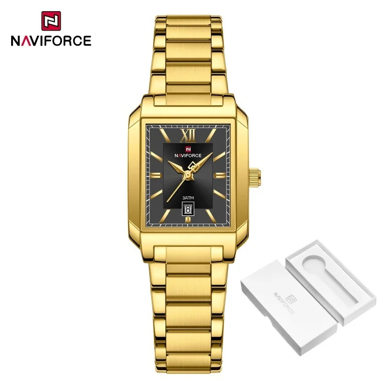 NAVIFORCE Classic Women's Watch: Elegant Stainless Steel Strap with Date Display"