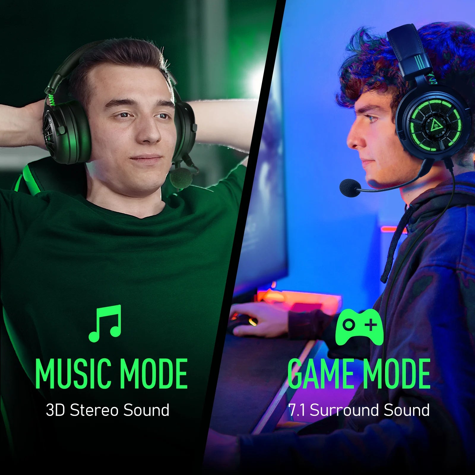 🎧 EKSA E5000 Pro Gaming Headset – 7.1 Surround Sound, ENC Mic, USB/Type-C/3.5mm Wired for PC, PS4, Xbox & Switch