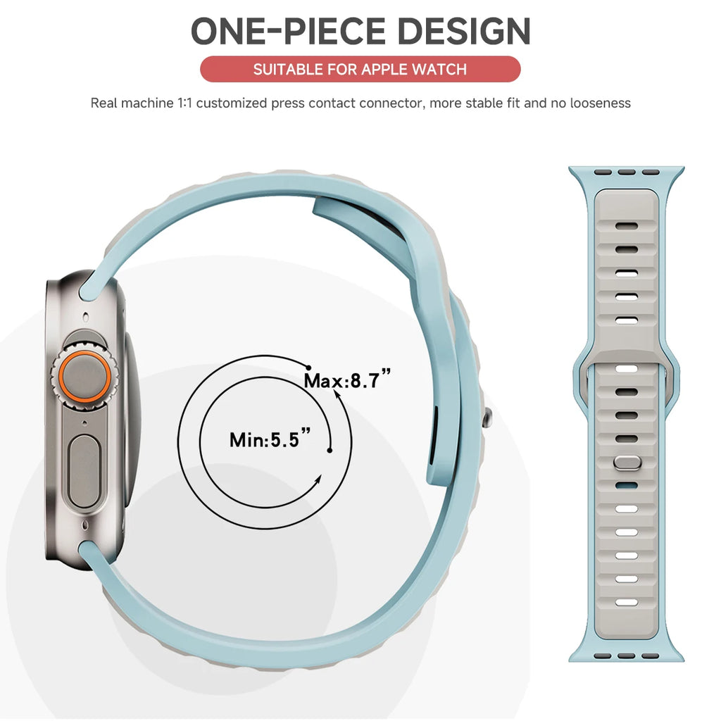 ⌚ Silicone Sport Band for Apple Watch – Compatible with Series 1–10, Ultra (49mm–40mm) Comfortable Strap for Men & Women
