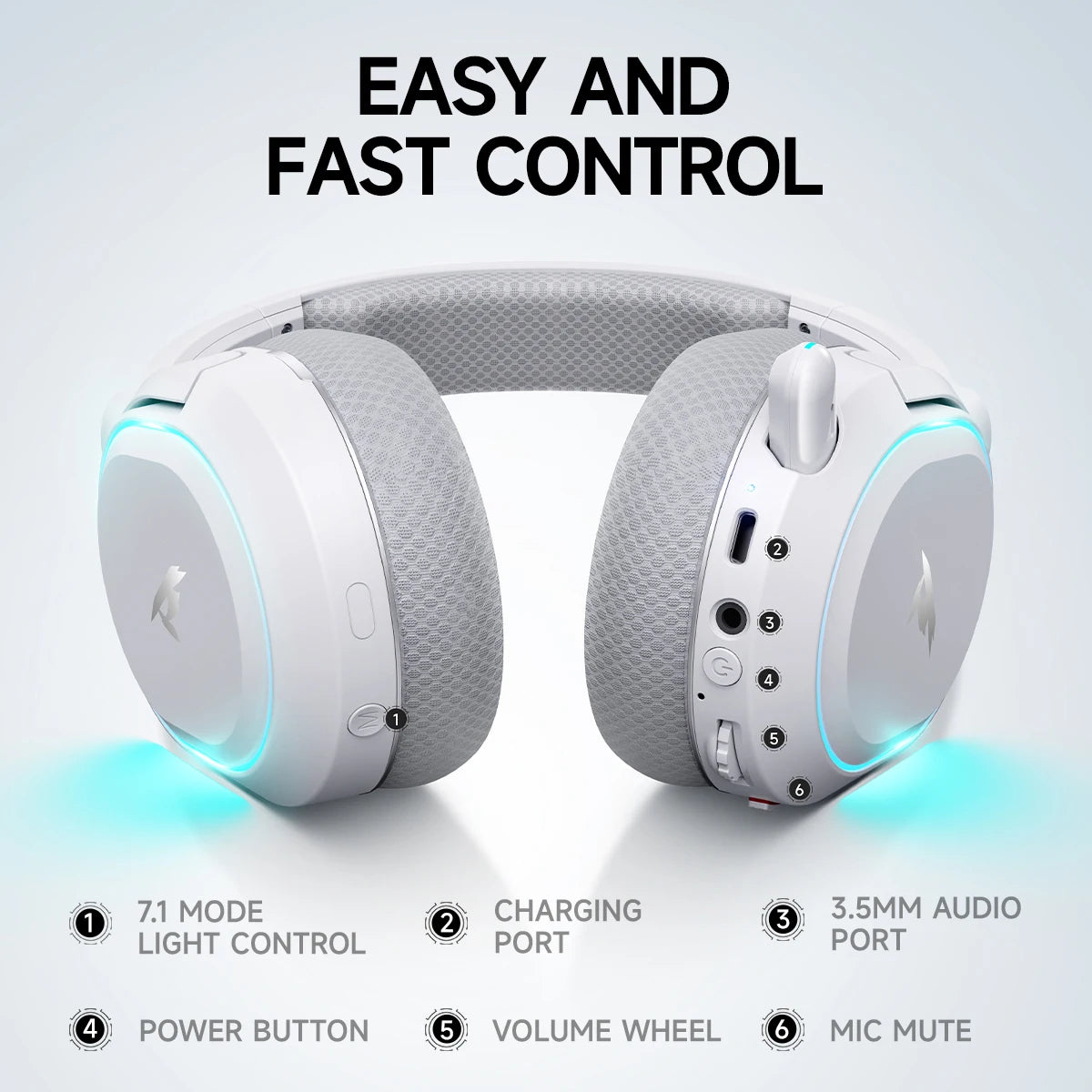 Picun G2 Gaming Headset – Wireless 2.4GHz, 7.1 Surround, Low Latency & ENC Mic