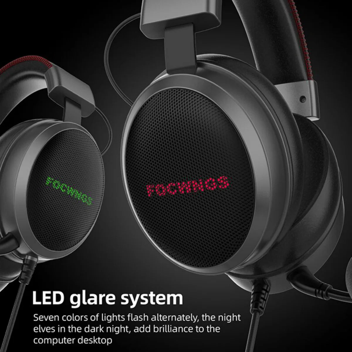 RGB LED Gaming Headset – Over-Ear, HD Mic, Deep Bass, USB + 3.5mm for PC & PlayStation