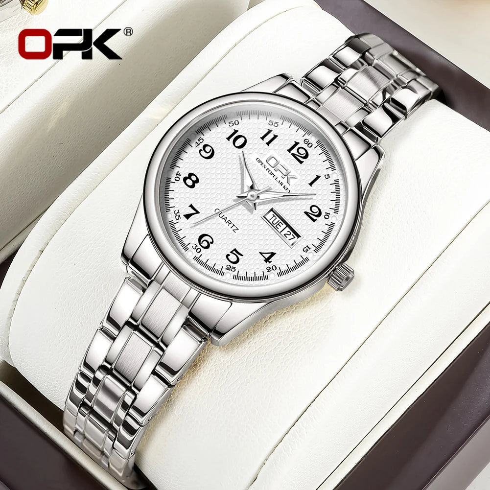 "OPK 8110 Luxury Women's Watch: Waterproof Classic Quartz with Stainless Steel Strap"