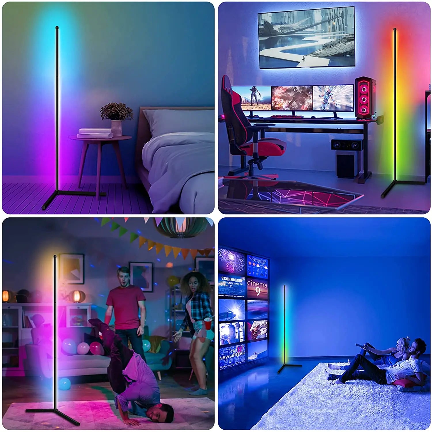 RGB Corner Floor Lamp 140cm – Dimmable Smart LED Mood Light with App Control for Bedroom & Living Room